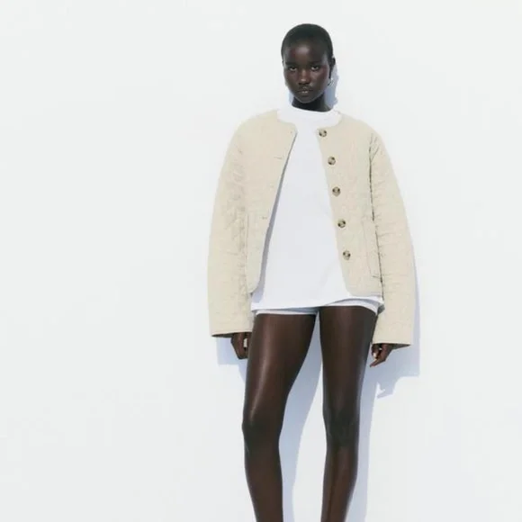 安心★関税込み★ZARA★PADDED LINEN JACKET PADDED LINEN JACKET - Stone | ZARA United States